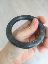 Load image into Gallery viewer, Sale! 100% Natural Certified 56 mm black/white (籽料青花) seed material round cut nephrite Jade bangle HHE105-5500