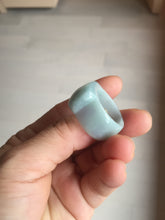 Load image into Gallery viewer, Size 10 1/4 100% natural type A light green saddle jadeite jade thumb ring BQ77