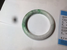 Load image into Gallery viewer, 59.7mm Certified 100% natural type A sunny green white/light purple jadeite jade bangle Z137-5420
