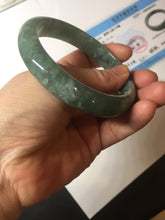 Load image into Gallery viewer, 61.2mm certified type A 100% Natural oily dark green gray black with flying snow Jadeite jade bangle PC208-7672