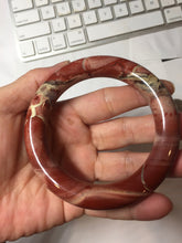 Load image into Gallery viewer, 58.3mm 100% natural red jasper stone(红碧玉,鸡血石) round cut bangle SY117