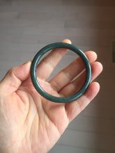 Load image into Gallery viewer, 55.3mm Certified Type A 100% Natural dark green/blue/gray Guatemala slim round cut Jadeite bangle PH145-4305