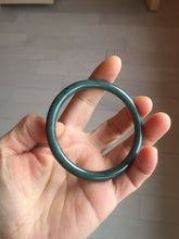 Load image into Gallery viewer, 55.3mm Certified Type A 100% Natural dark green/blue/gray Guatemala slim round cut Jadeite bangle PH145-4305