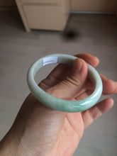 Load image into Gallery viewer, 51.5mm certified 100% natural Type A sunny green/white oval jadeite jade bangle BH57-6125