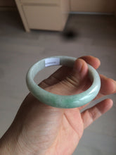 Load image into Gallery viewer, 51.5mm certified 100% natural Type A sunny green/white oval jadeite jade bangle BH57-6125