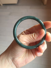 Load image into Gallery viewer, 55.3mm Certified Type A 100% Natural dark green/blue/gray Guatemala slim round cut Jadeite bangle PH145-4305