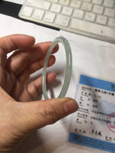 Load image into Gallery viewer, 57mm Certified Type A 100% Natural icy watery white/light green flat slim Jadeite Jade bangle BG222-8572