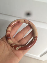 Load image into Gallery viewer, 61mm 100% natural red/pink/ round cut red jasper stone bangle CB73