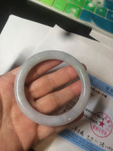 Load image into Gallery viewer, 54mm certificated Type A 100% Natural light green/white round cut Jadeite Jade bangle BK70-9864