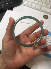 Load image into Gallery viewer, 56.5mm Certified Type A 100% Natural icy watery spring-water green/blue/gray Guatemala slim round cut Jadeite bangle PA105-5541