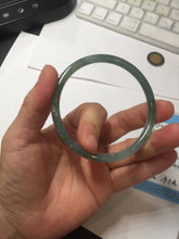 Load image into Gallery viewer, 56.5mm Certified Type A 100% Natural icy watery spring-water green/blue/gray Guatemala slim round cut Jadeite bangle PA105-5541