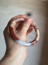 Load image into Gallery viewer, 61mm 100% natural red/pink/gray round cut red jasper stone bangle CB74