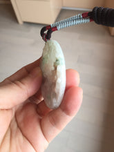 Load image into Gallery viewer, Type A 100% Natural light green/white carved plum blossoms and sika deer (Flowers all the way, 一路繁花)jadeite Jade Pendant AA26