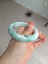 Load image into Gallery viewer, 56.7mm certified 100% natural type A sunny green/white jadeite jade bangle BK71-5217