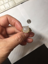 Load image into Gallery viewer, 100% Natural pale pink(藕粉) light gray nephrite cabochon Jade ring (adjustable size) HE114