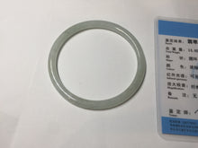 Load image into Gallery viewer, 58.5mm Certified Type A 100% Natural icy watery white/light green flat slim Jadeite Jade bangle BG223-8575