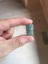 Load image into Gallery viewer, Type A 100% Natural dark green blue gray black Guatemala jadeite jade Snowflake Kitty(雪花猫) pendant BS138 Add one item