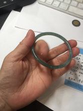 Load image into Gallery viewer, 56.5mm Certified Type A 100% Natural icy watery spring-water green/blue/gray Guatemala slim round cut Jadeite bangle PA105-5541