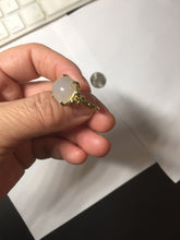 Load image into Gallery viewer, 100% Natural pale pink(藕粉) light gray nephrite cabochon Jade ring (adjustable size) HE114