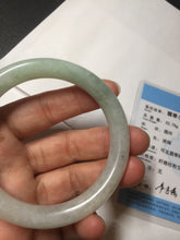 Load image into Gallery viewer, 53.7mm certified natural 100% natural Type A light green round cut jadeite jade bangle BP6-4993