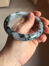 Load image into Gallery viewer, 60.5mm Certified Type A 100% Natural dark green/purple/gray Snowy Pine Mountain Jadeite Jade bangle PF28-1214