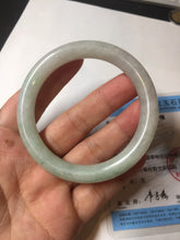 Load image into Gallery viewer, 53.7mm certified natural 100% natural Type A light green round cut jadeite jade bangle BP6-4993