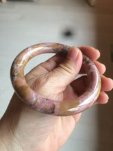 Load image into Gallery viewer, 56mm 100% natural red/pink/black/gray/brown round cut rose stone (Rhodonite) bangle SY24