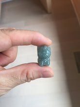 Load image into Gallery viewer, Type A 100% Natural dark green blue gray black Guatemala jadeite jade Snowflake Kitty(雪花猫) pendant BS138 Add one item