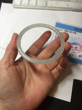 Load image into Gallery viewer, 58.5mm Certified Type A 100% Natural icy watery white/light green flat slim Jadeite Jade bangle BG223-8575