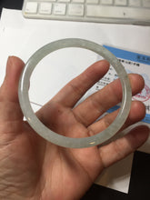 Load image into Gallery viewer, 58.5mm Certified Type A 100% Natural icy watery white/light green flat slim Jadeite Jade bangle BG223-8575