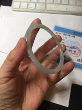 Load image into Gallery viewer, 58.5mm Certified Type A 100% Natural icy watery white/light green flat slim Jadeite Jade bangle BG223-8575