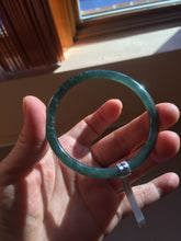 Load image into Gallery viewer, 55mm Certified Type A 100% Natural dark green/blue/gray Guatemala slim round cut Jadeite bangle PD18-4450