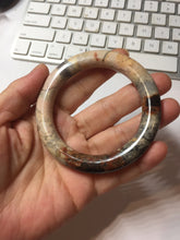Load image into Gallery viewer, 53.2mm 100% natural pink/black/brown/yellow/black chubby round cut rose stone (Rhodonite) bangle SY129
