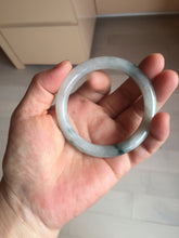 Load image into Gallery viewer, 53.4mm Certified Type A 100% Natural icy watery light green white roung cut jadeite Jade bangle AU51-8147