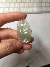 Load image into Gallery viewer, Type A 100% Natural Icy Watery Light Green gray (淡油冰)Jadeite Jade Greatest of All Time Goat Pendant PC229