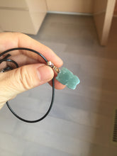 Load image into Gallery viewer, Type A 100% Natural dark green blue gray black Guatemala jadeite jade Snowflake Kitty(雪花猫) pendant BS138 Add one item