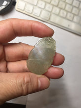 Load image into Gallery viewer, Type A 100% Natural Icy Watery Light Green gray (淡油冰)Jadeite Jade Greatest of All Time Goat Pendant PC229
