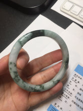 Load image into Gallery viewer, 57.5mm certificated Type A 100% Natural light green with green floating flowers Jadeite Jade bangle AS82-3025