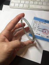 Load image into Gallery viewer, 58.5mm Certified Type A 100% Natural icy watery white/light green flat slim Jadeite Jade bangle BG223-8575