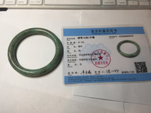 Load image into Gallery viewer, 55.5mm Certified Type A 100% Natural dark green/gray round cut Jadeite Jade bangle D155-5370