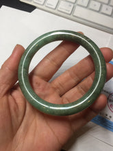 Load image into Gallery viewer, 55.5mm Certified Type A 100% Natural dark green/gray round cut Jadeite Jade bangle D155-5370