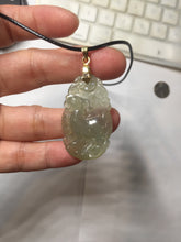 Load image into Gallery viewer, Type A 100% Natural Icy Watery Light Green gray (淡油冰)Jadeite Jade Greatest of All Time Goat Pendant PC229