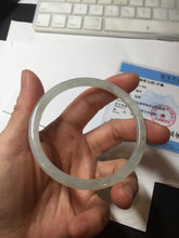 Load image into Gallery viewer, 58.5mm Certified Type A 100% Natural icy watery white/light green flat slim Jadeite Jade bangle BG223-8575
