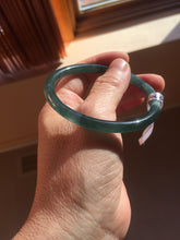 Load image into Gallery viewer, 55.6mm Certified Type A 100% Natural dark green/blue/gray Guatemala slim round cut Jadeite bangle PD20-4453