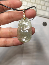 Load image into Gallery viewer, Type A 100% Natural Icy Watery Light Green gray (淡油冰)Jadeite Jade Greatest of All Time Goat Pendant PC229