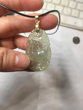 Load image into Gallery viewer, Type A 100% Natural Icy Watery Light Green gray (淡油冰)Jadeite Jade Greatest of All Time Goat Pendant PC229