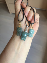 Load image into Gallery viewer, Type A 100% Natural dark green blue gray black Guatemala jadeite jade Snowflake Kitty(雪花猫) pendant BS138 Add one item