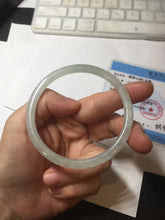 Load image into Gallery viewer, 58.5mm Certified Type A 100% Natural icy watery white/light green flat slim Jadeite Jade bangle BG223-8575