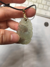 Load image into Gallery viewer, Type A 100% Natural Icy Watery Light Green gray (淡油冰)Jadeite Jade Greatest of All Time Goat Pendant PC229