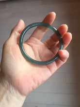 Load image into Gallery viewer, 59.5mm Certified Type A 100% Natural dark green blue gray black slim round cut Guatemala Jadeite bangle GL30-33-4317